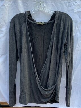 Vintage Athleta Charcoal Gray Draped Open-Front Hoodie